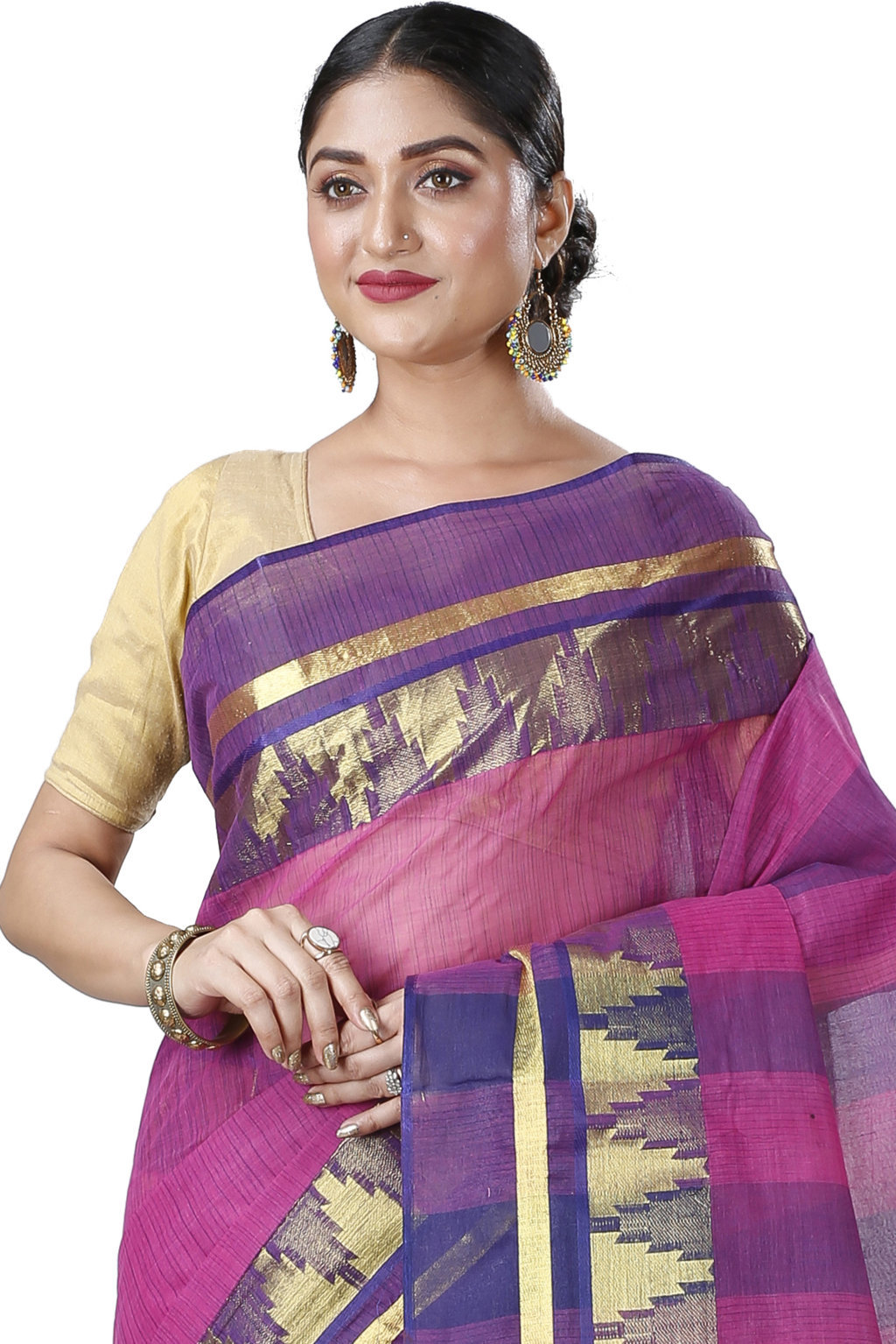 Purple Pure Cotton Vrinda Tant Saree (1097)
